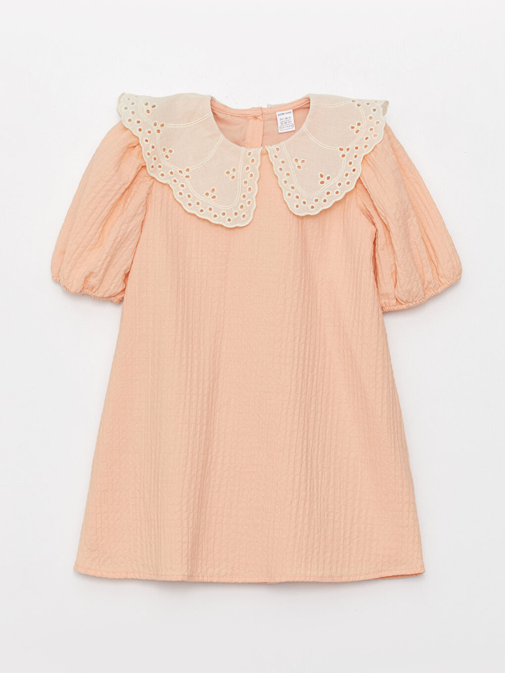 Baby Collar Short Sleeve Embroidery Detailed Baby Girl Dress