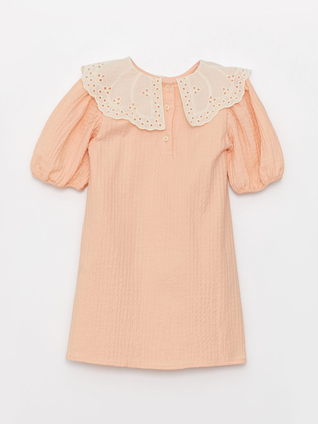 Baby Collar Short Sleeve Embroidery Detailed Baby Girl Dress-1