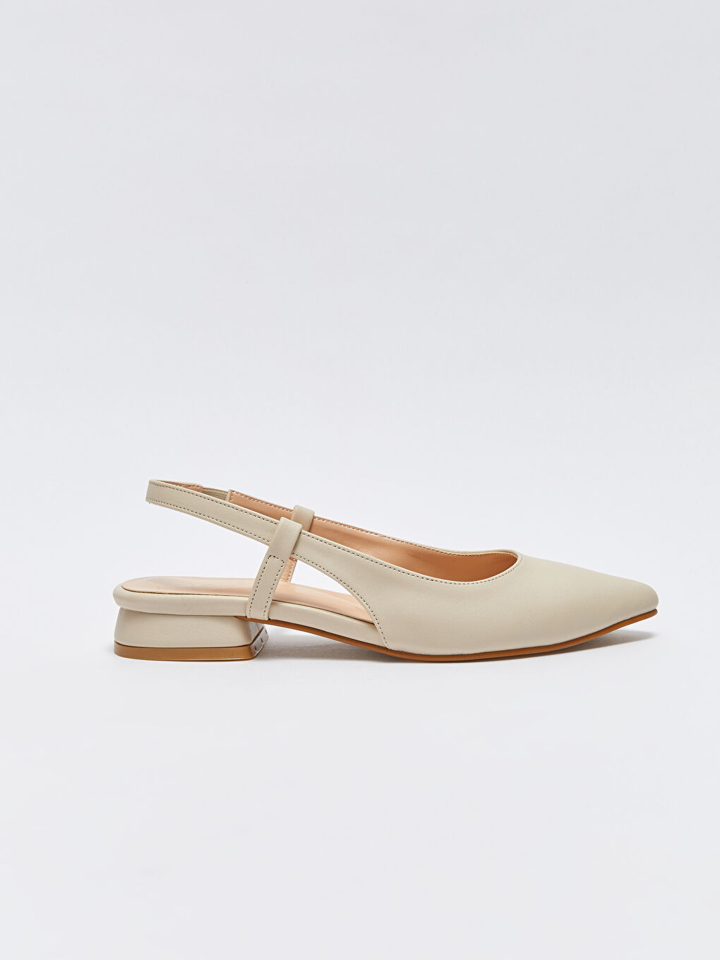 Bej Deri Görünümlü Sivri Burun Kadın Babet-1