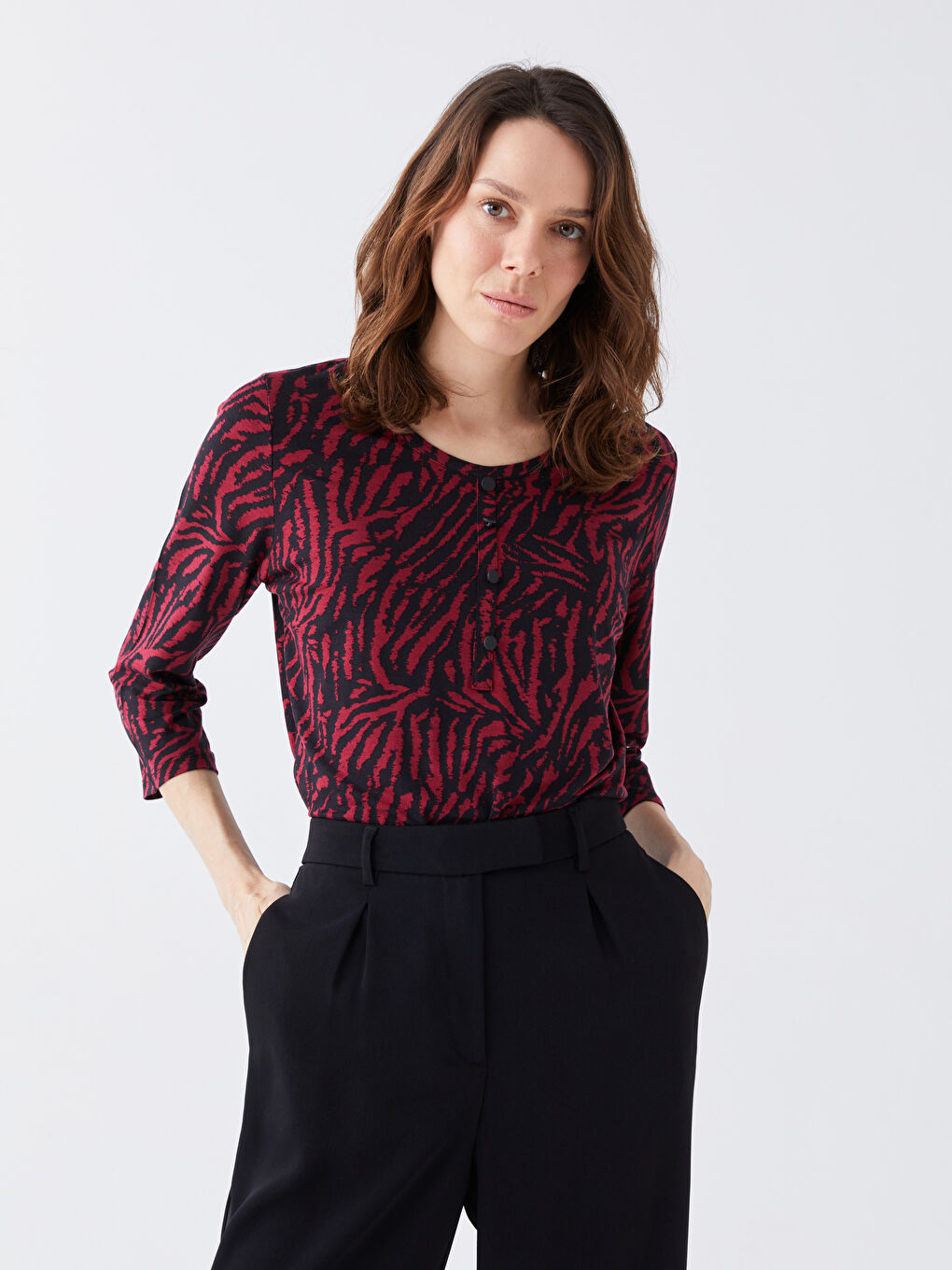 LC Waikiki Crew Neck Patterned Women's T-Shirt -S3FV44Z8-LQV