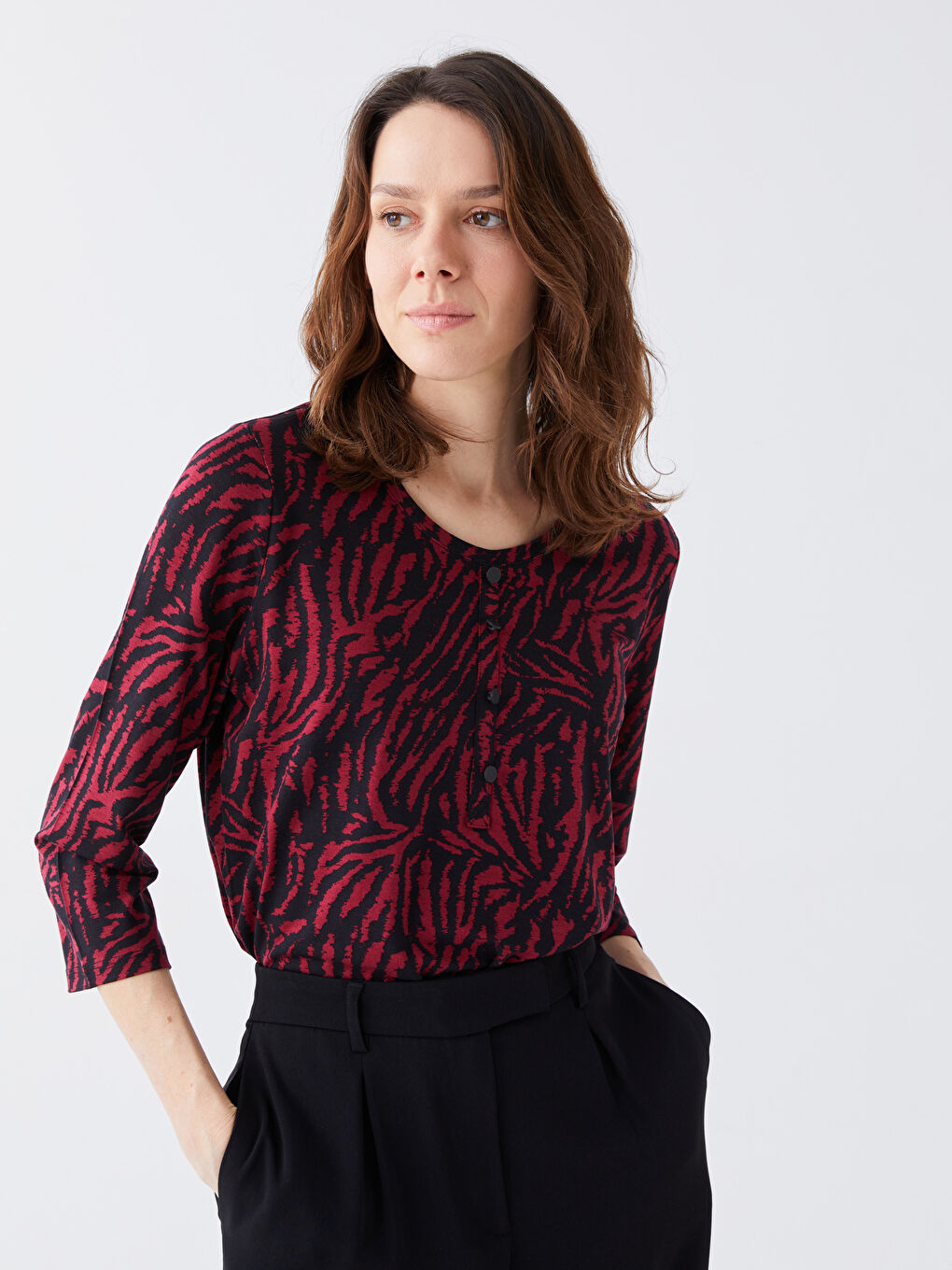 LC Waikiki Crew Neck Patterned Women's T-Shirt -S3FV44Z8-LQV