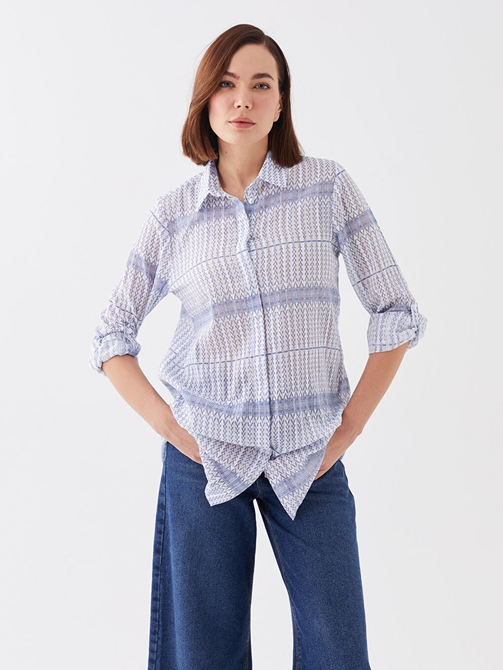 Узорчатая Женская Рубашка-Туника-1