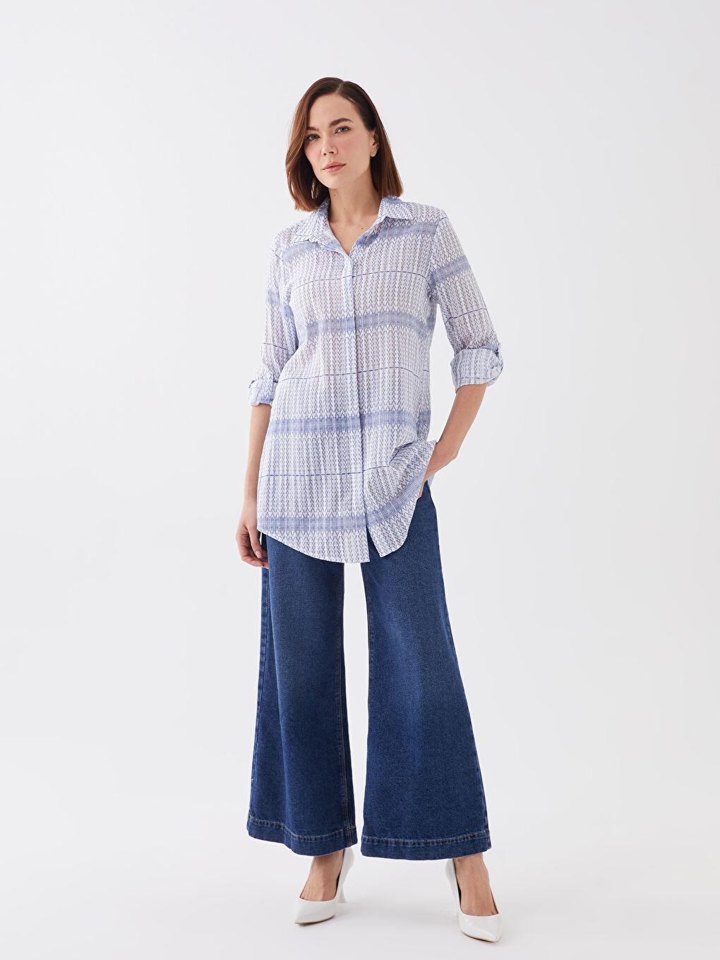 Узорчатая Женская Рубашка-Туника-2