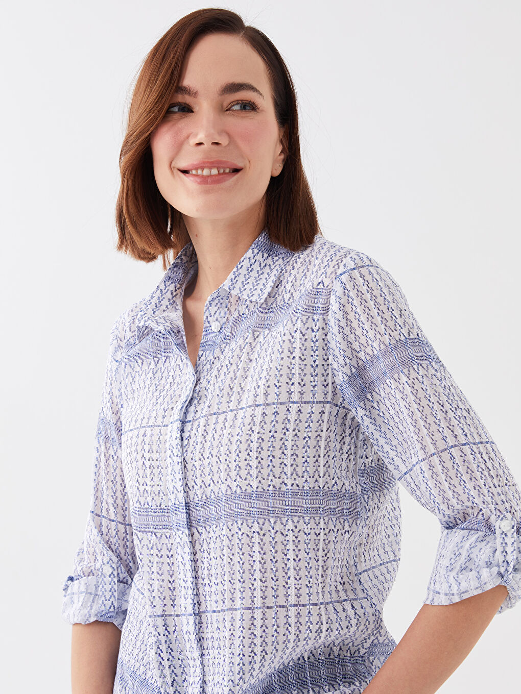 Узорчатая Женская Рубашка-Туника-3