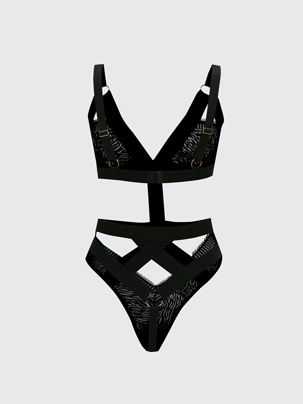 LCW DREAM Siyah V Yaka Dantelli Bodysuit - 1