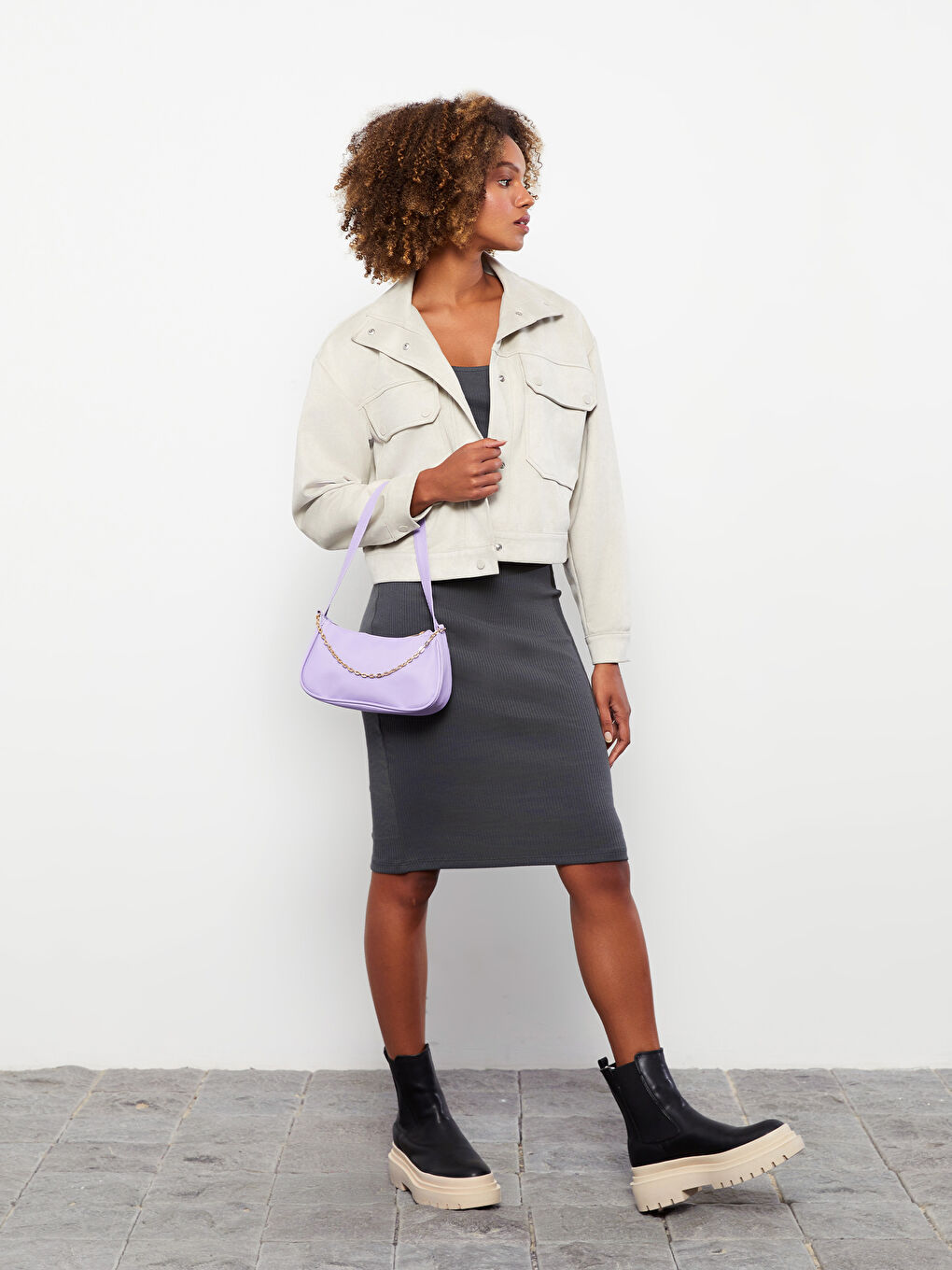 Сумка-багет с цепочкой для женщин-1