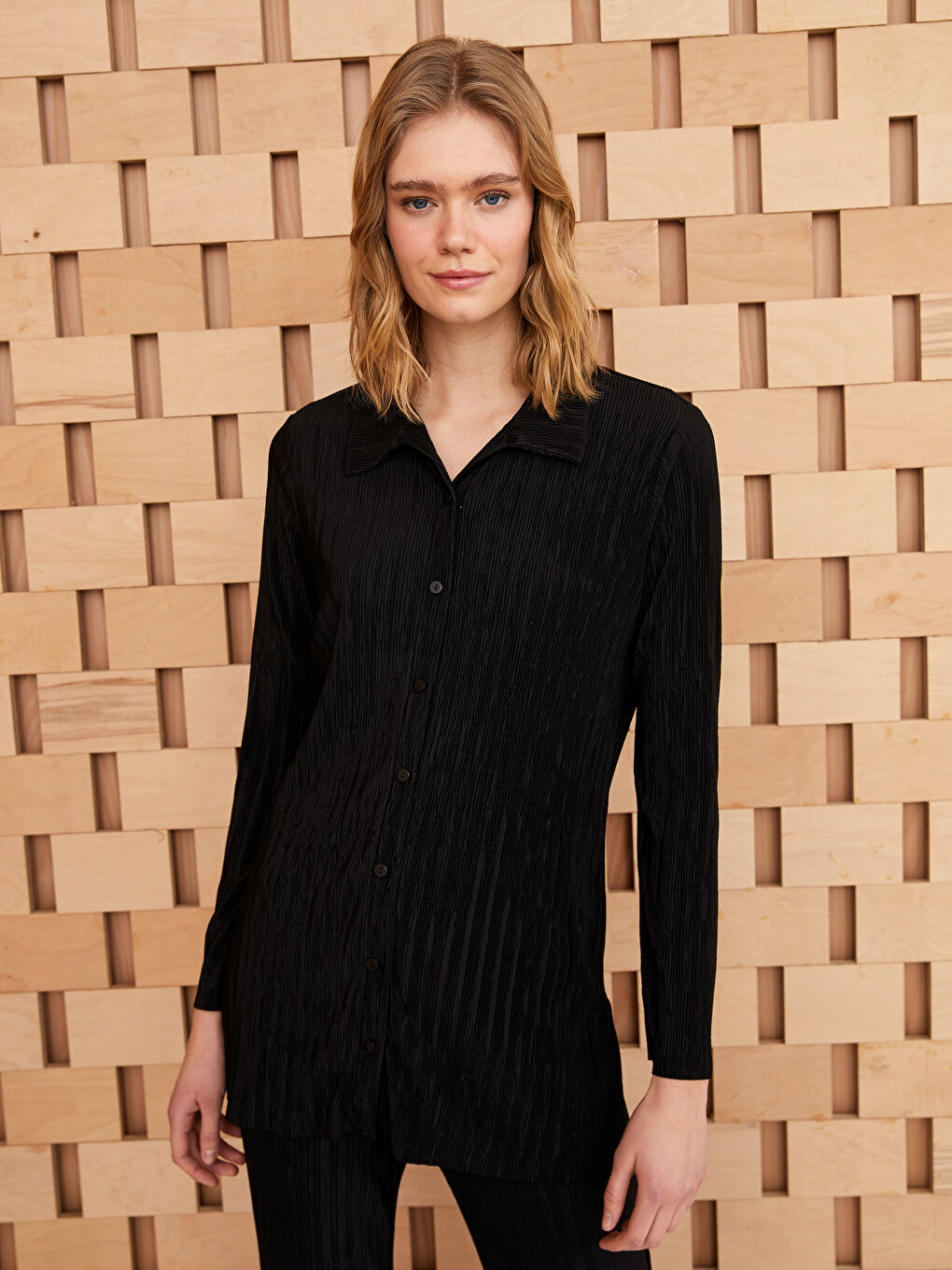 LCW Modest Polo Neck Straight Long Sleeve Women's Tunic -S3FV76Z8-RQL