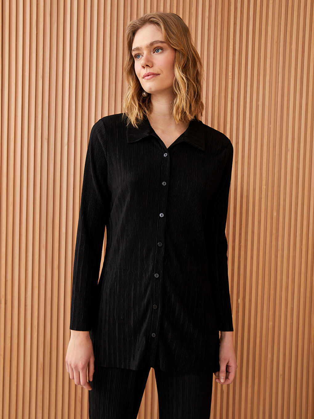 LCW Modest Polo Neck Straight Long Sleeve Women's Tunic -S3FV76Z8-RQL
