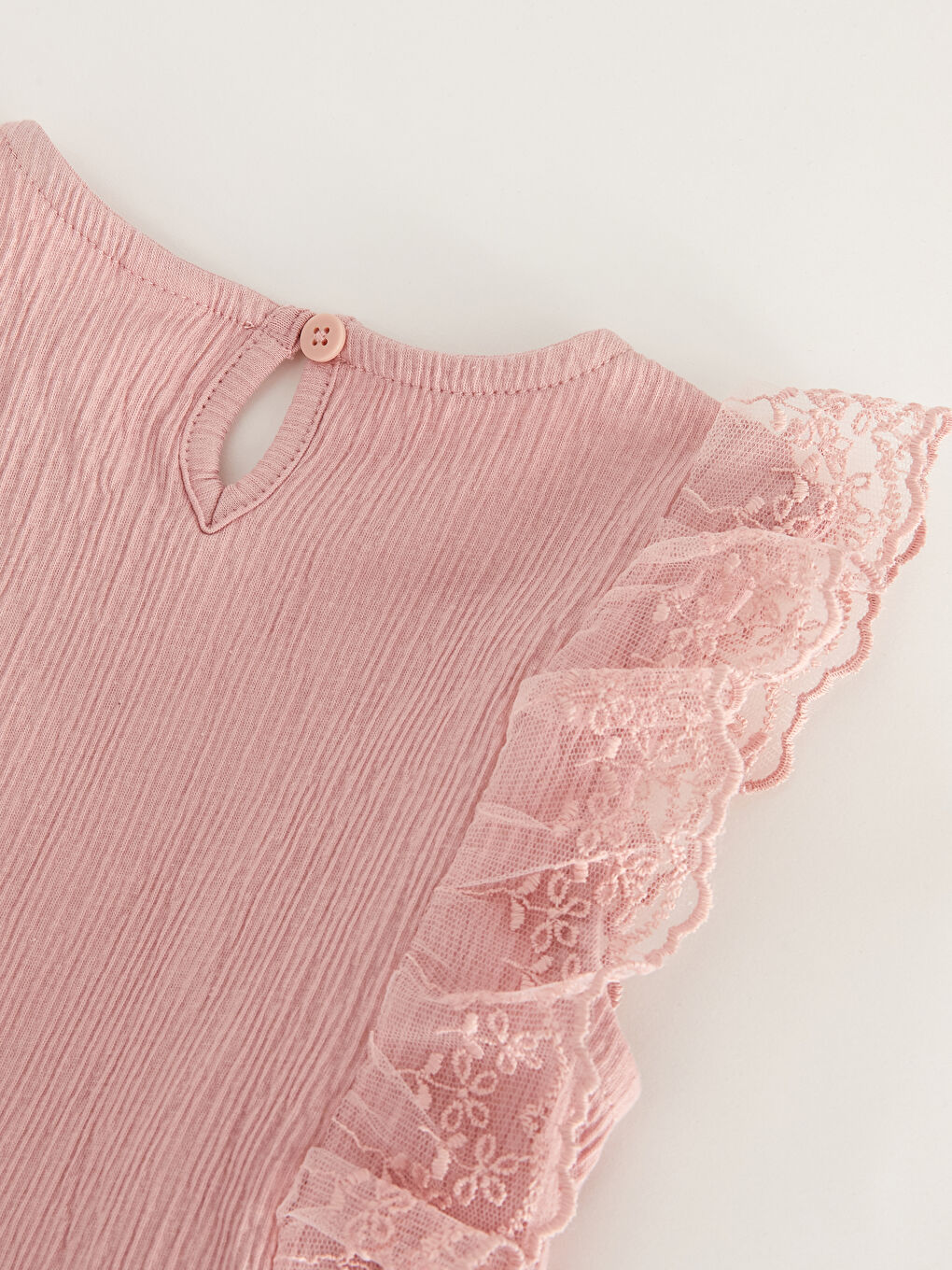 მრგვალი საყელო საბაზისო ბავშვის გოგონას ბლუზა და შორტები 2-ცალიანი კომპლექტი-3