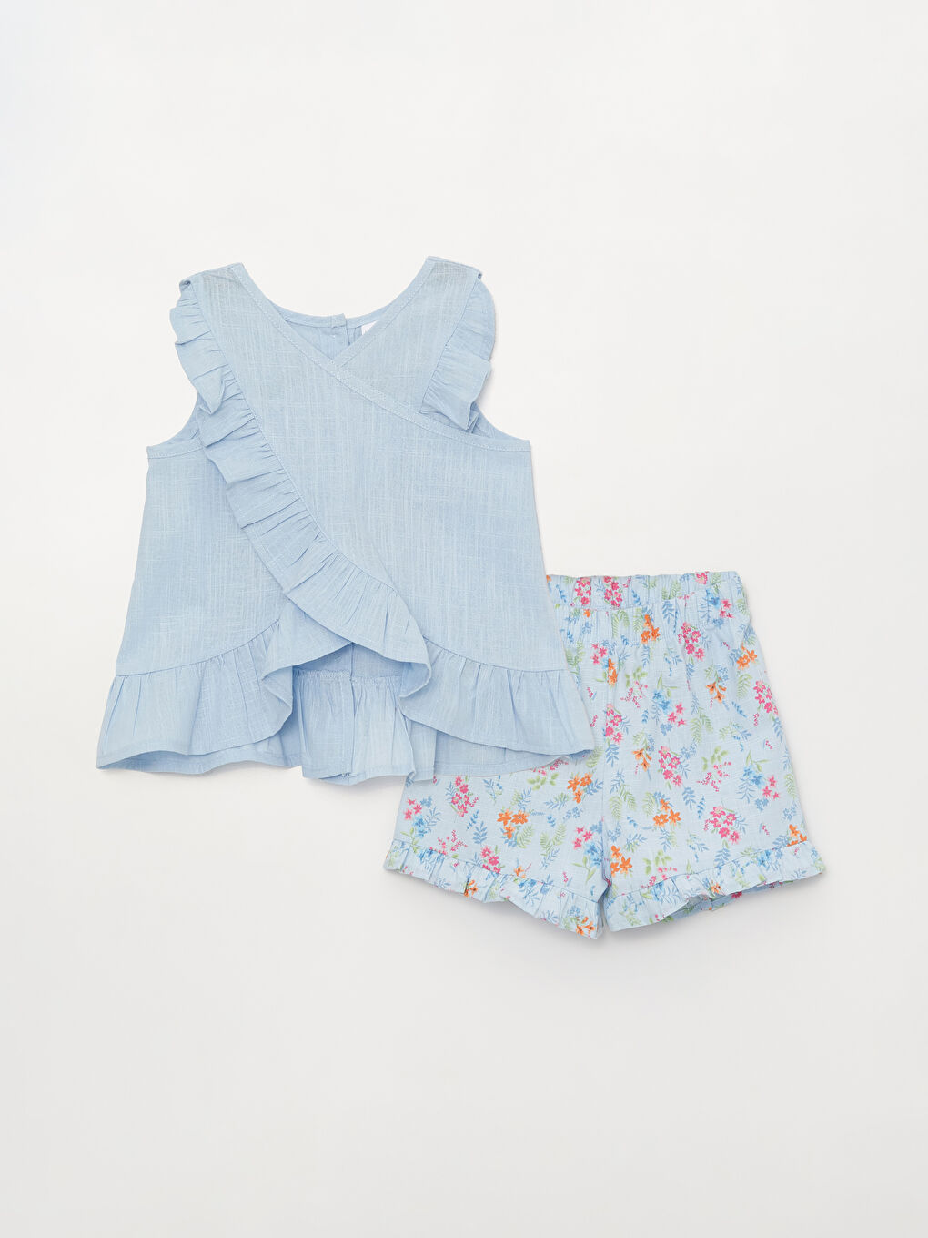Crew Neck Baby Girls' Blouse and Shorts 2 Pack Set