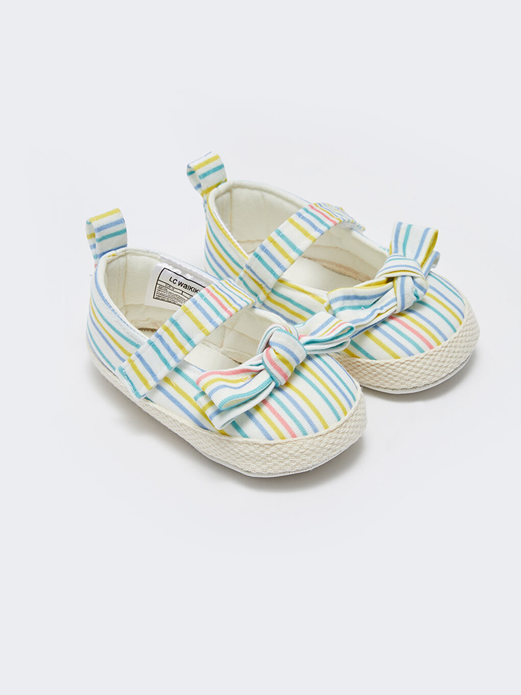 Karışık Çizgili Cırt Cırtlı Kız Bebek İlk Adım Ayakkabısı