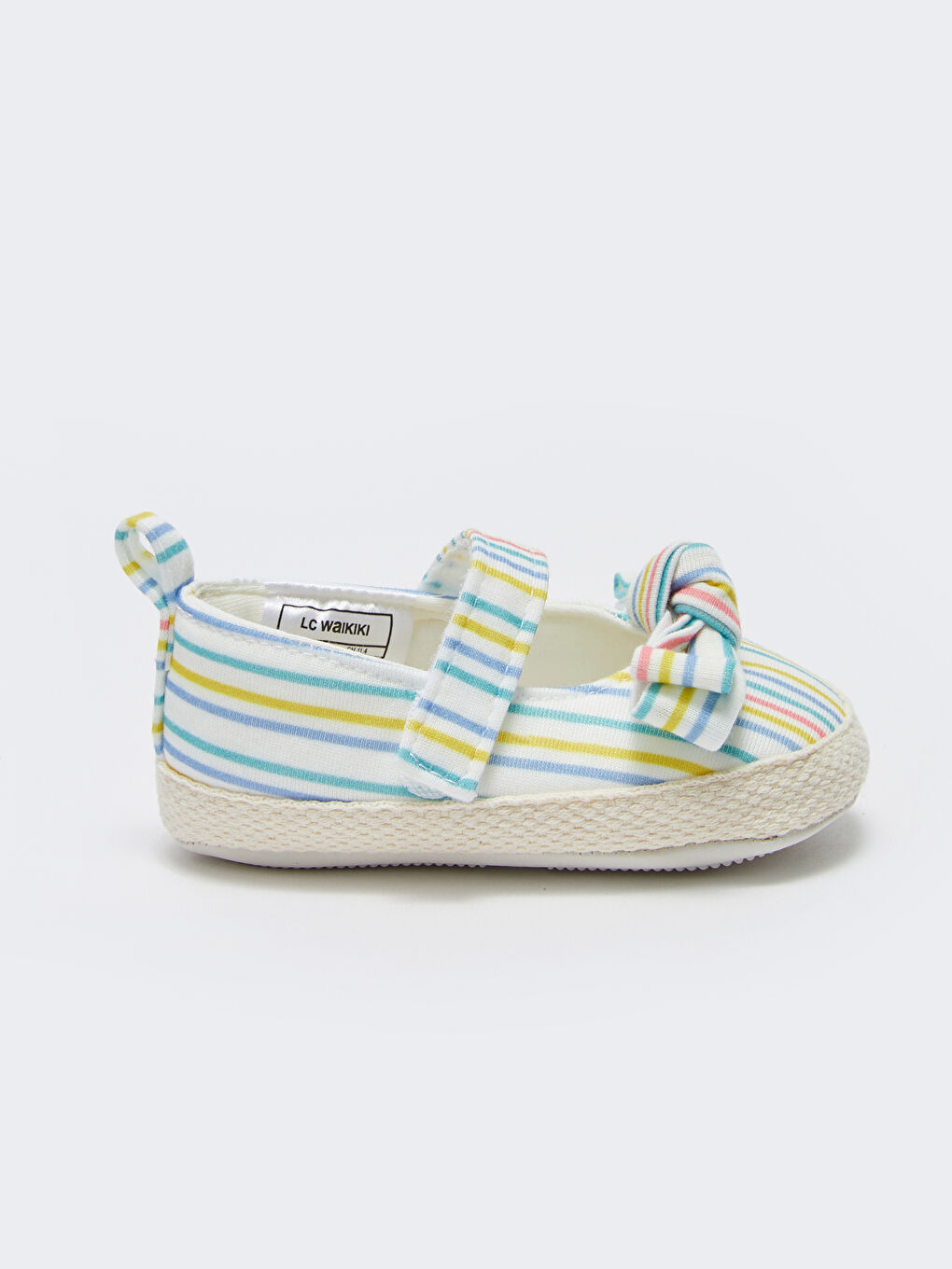Karışık Çizgili Cırt Cırtlı Kız Bebek İlk Adım Ayakkabısı-1