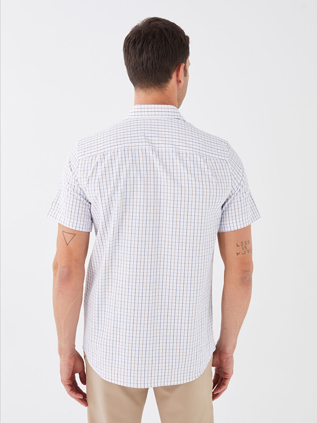 Regular Fit Short Sleeve Plaid Poplin Men's Shirt -S3FY10Z8-LN6