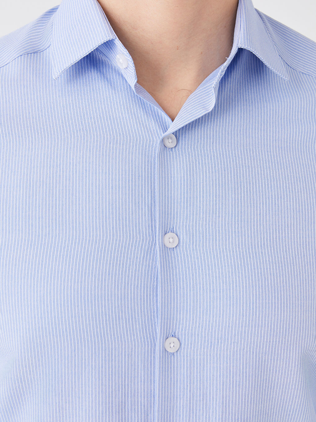 Slim Fit Long Sleeve Striped Twill Men's Shirt-3