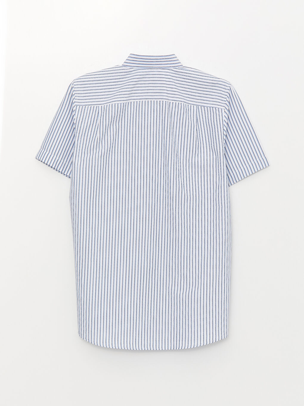 قميص بوبلين مخطط كم قصير عادي للرجال-6