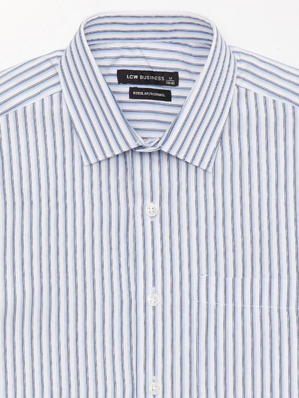 قميص بوبلين مخطط كم قصير عادي للرجال-7