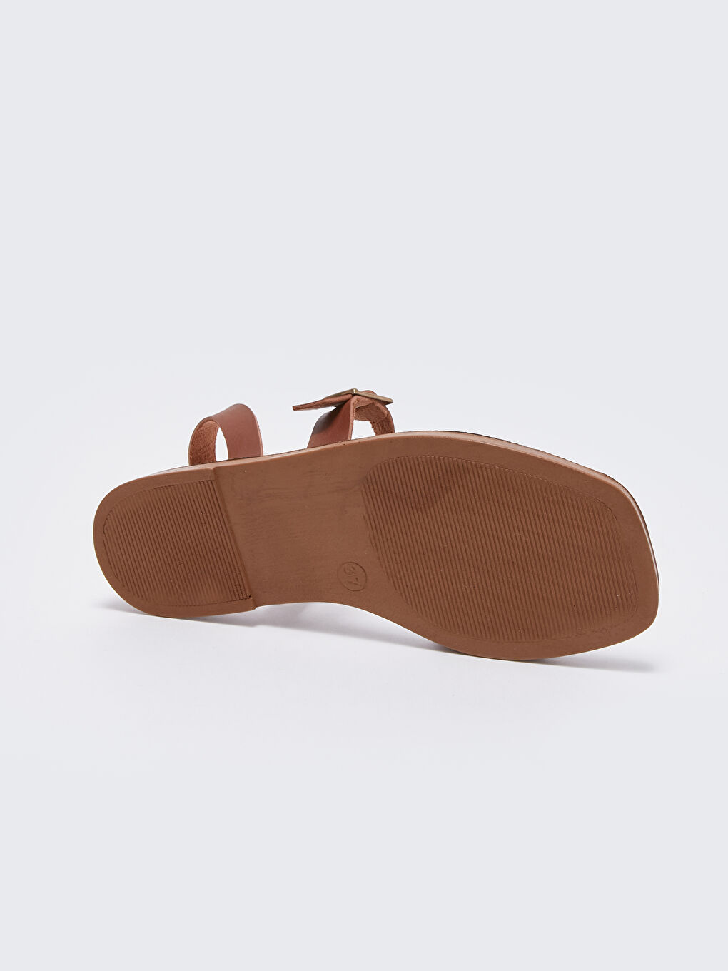 Kahverengi Deri Görünümlü Kadın Sandalet-3