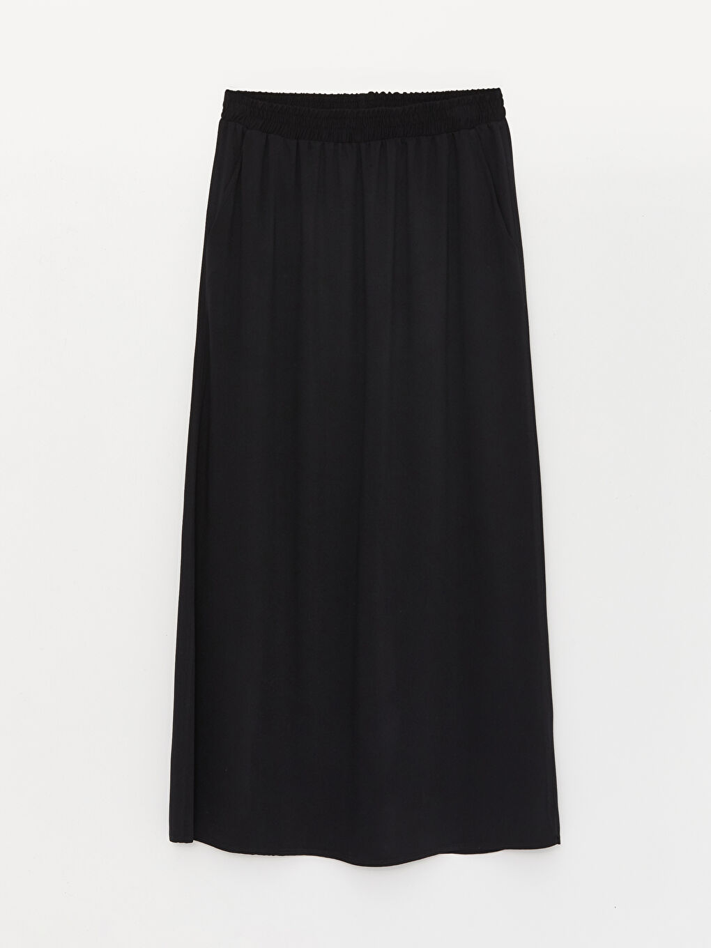 Siyah Beli Lastikli Düz Gabardin Kadın Etek-6