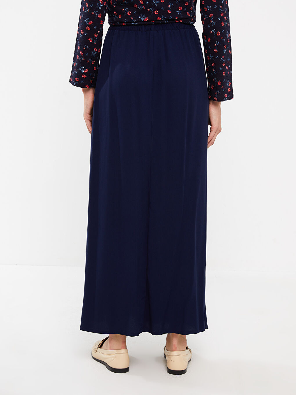 تنورة نسائية سادة خصر مطاطي قماش غاباردين-2