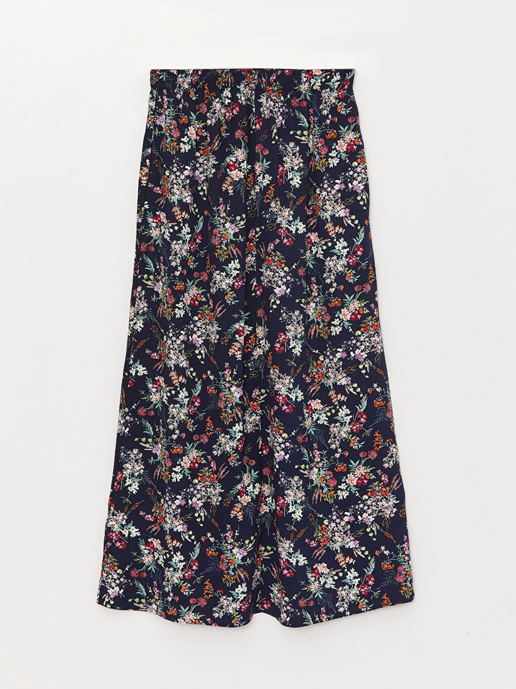 Yeşil Beli Lastikli Desenli A Kesim Kadın Etek-5