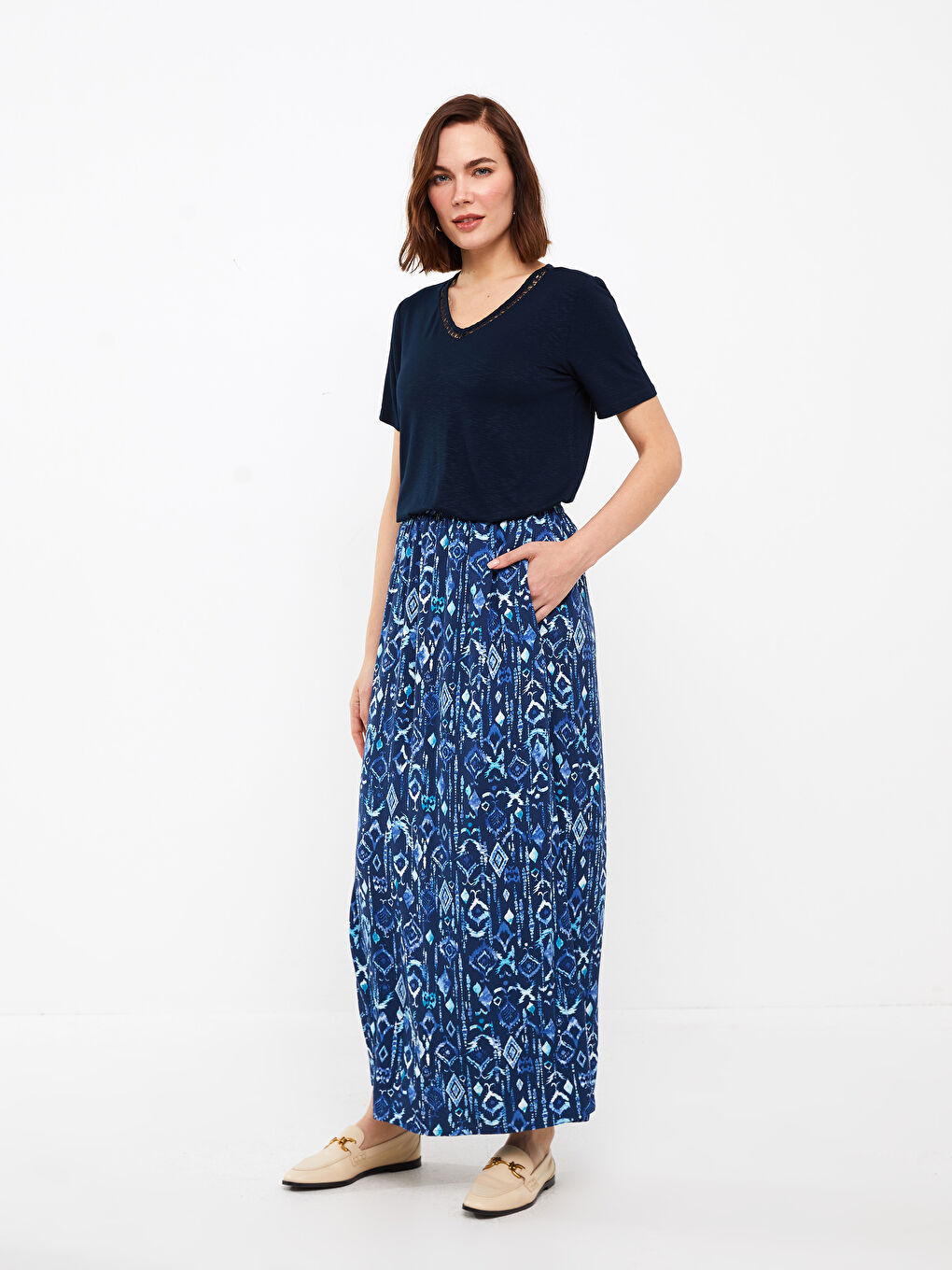 Jupe Femme À Motifs Taille Élastiquée Forme A-Line-1