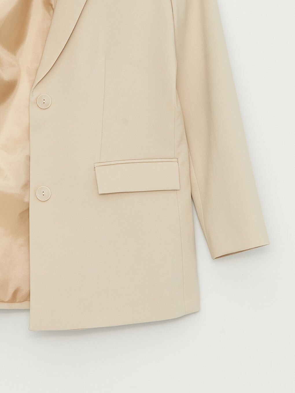 Bej Kadın Önden Düğmeli Blazer Ceket-7