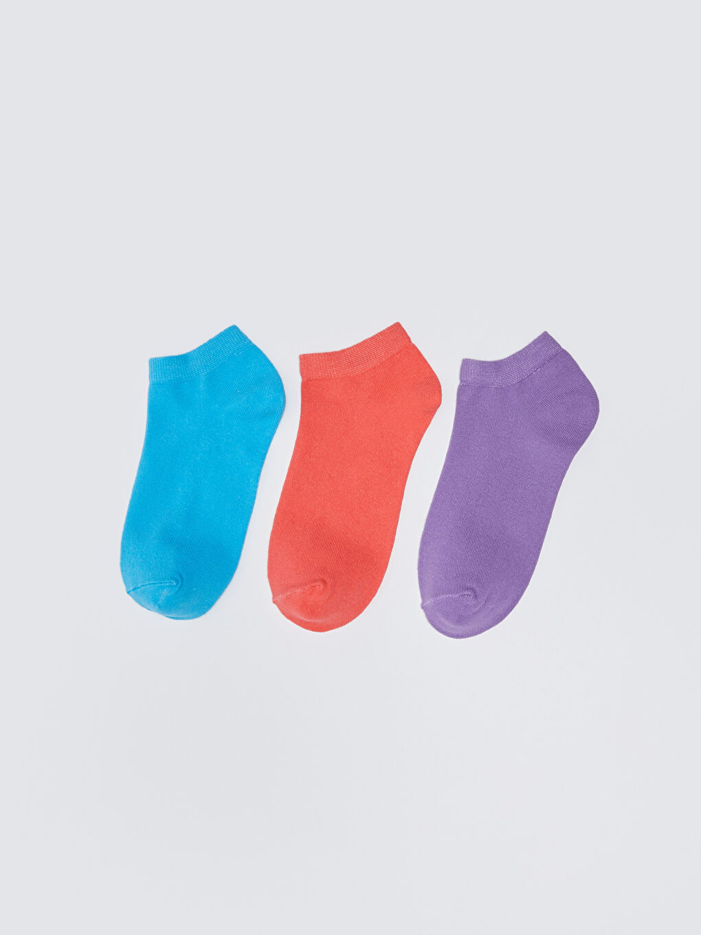 Mavi Kadın Düz Patik Çorap 3'lü