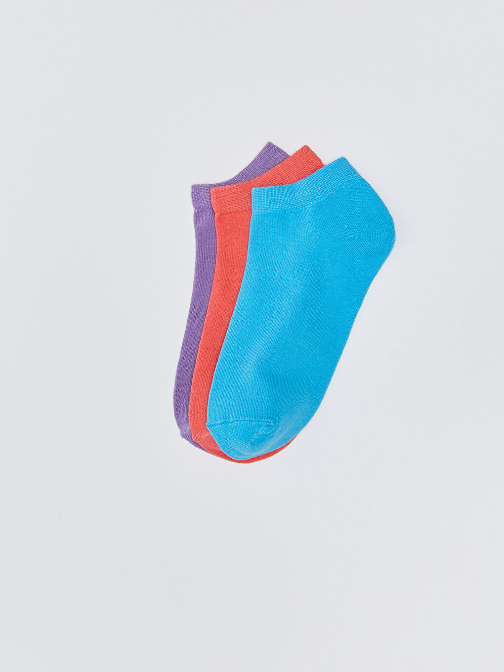 Mavi Kadın Düz Patik Çorap 3'lü-1