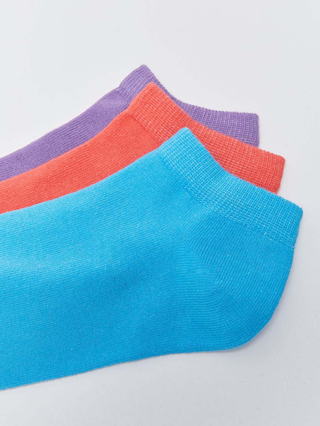 Mavi Kadın Düz Patik Çorap 3'lü-2