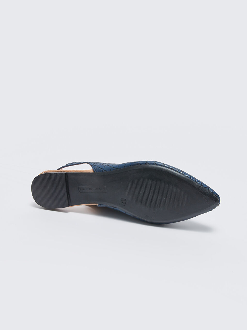 Lacivert Deri Görünümlü Kadın Babet-3