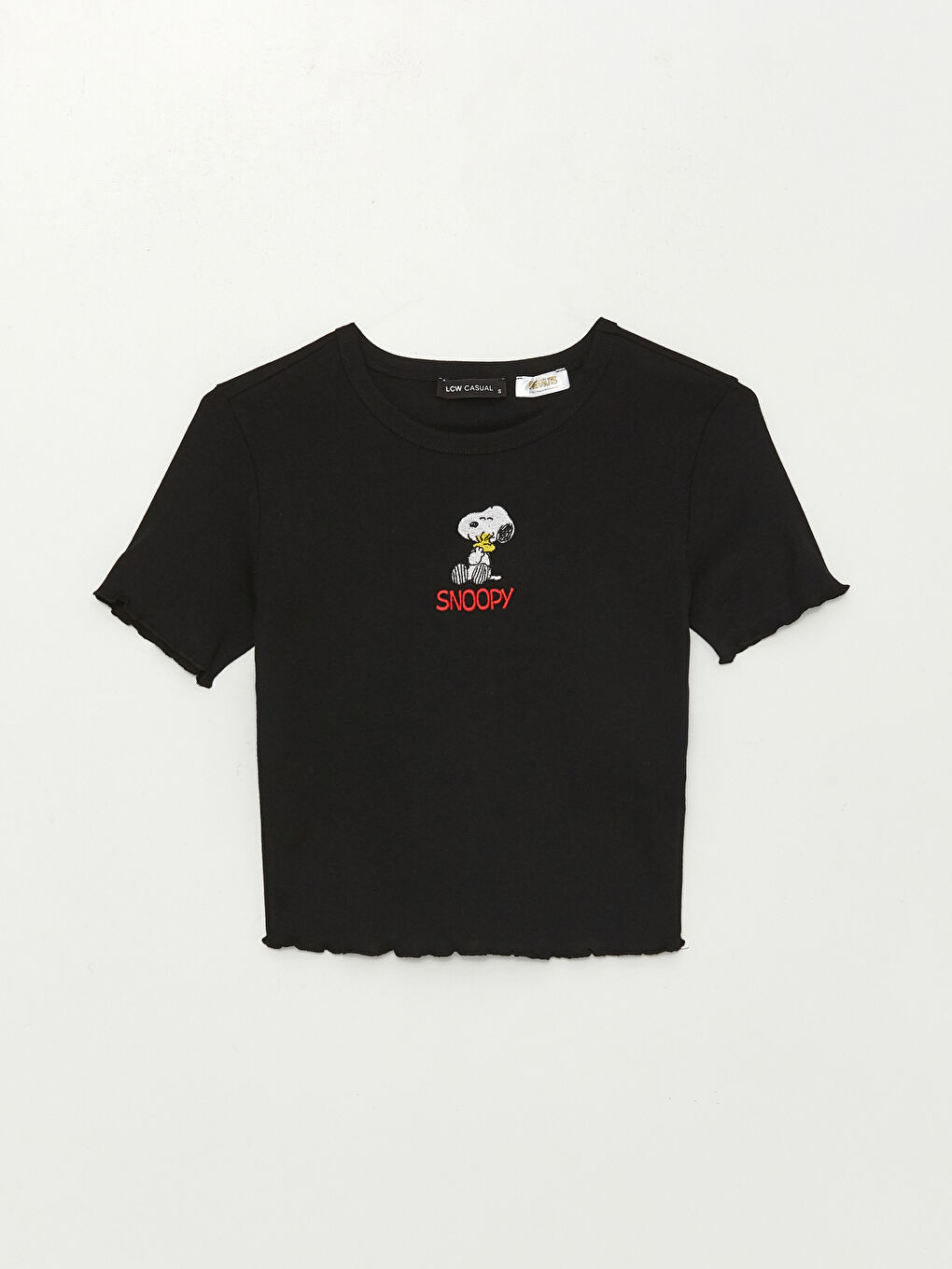 LCW Vision Crew Neck Snoopy Embroidered Women's Crop -S3FY88Z8-CVL
