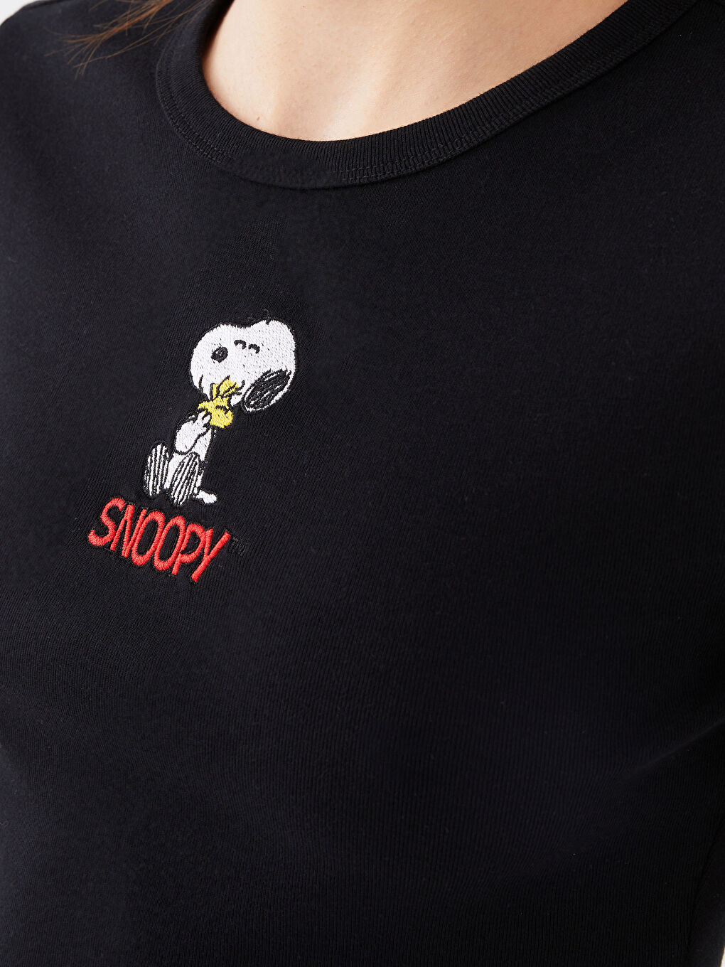 LCW Vision Crew Neck Snoopy Embroidered Women's Crop -S3FY88Z8-CVL