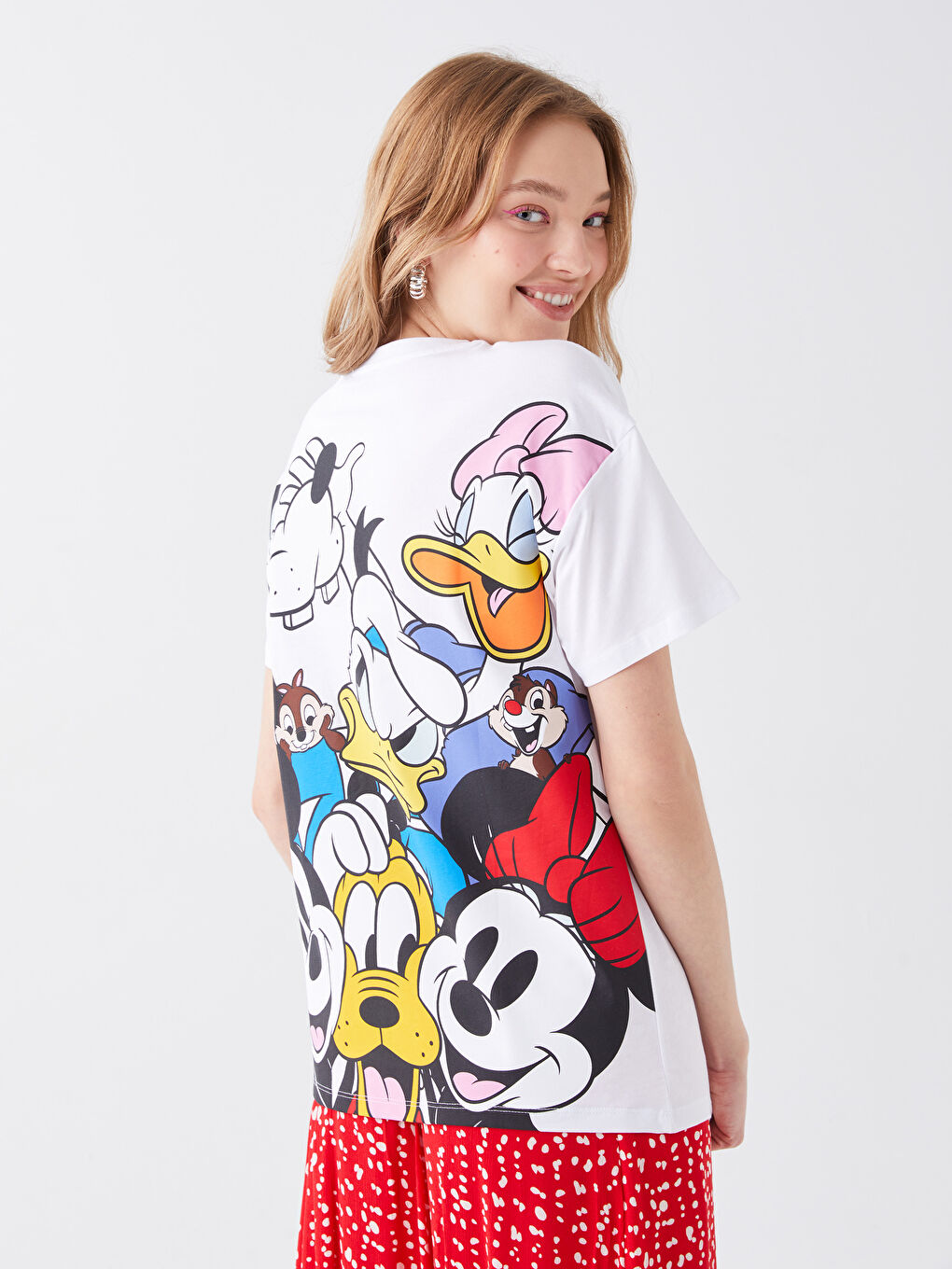 LCW Vision Rundhalsausschnitt Mickey Mouse Bedrucktes Kurzarm T-Shirt für Damen -S3FY90Z8-Q6K