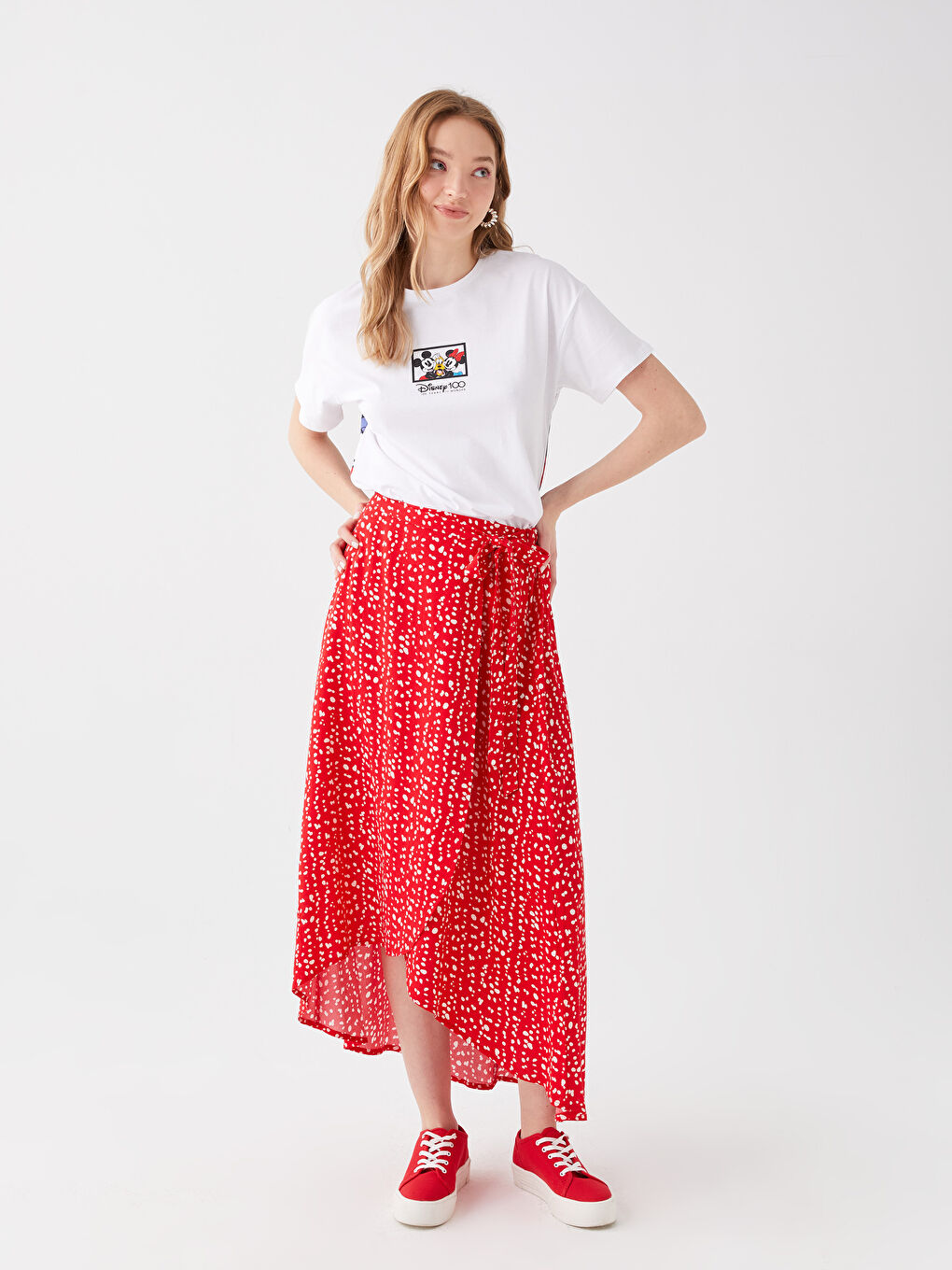 LCW Vision Rundhalsausschnitt Mickey Mouse Bedrucktes Kurzarm T-Shirt für Damen -S3FY90Z8-Q6K