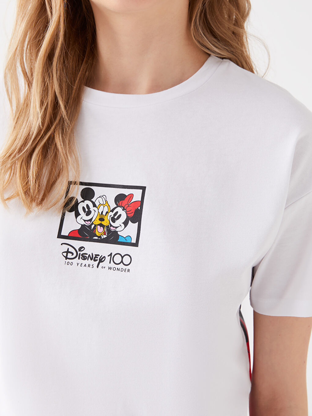 LCW Vision Rundhalsausschnitt Mickey Mouse Bedrucktes Kurzarm T-Shirt für Damen -S3FY90Z8-Q6K