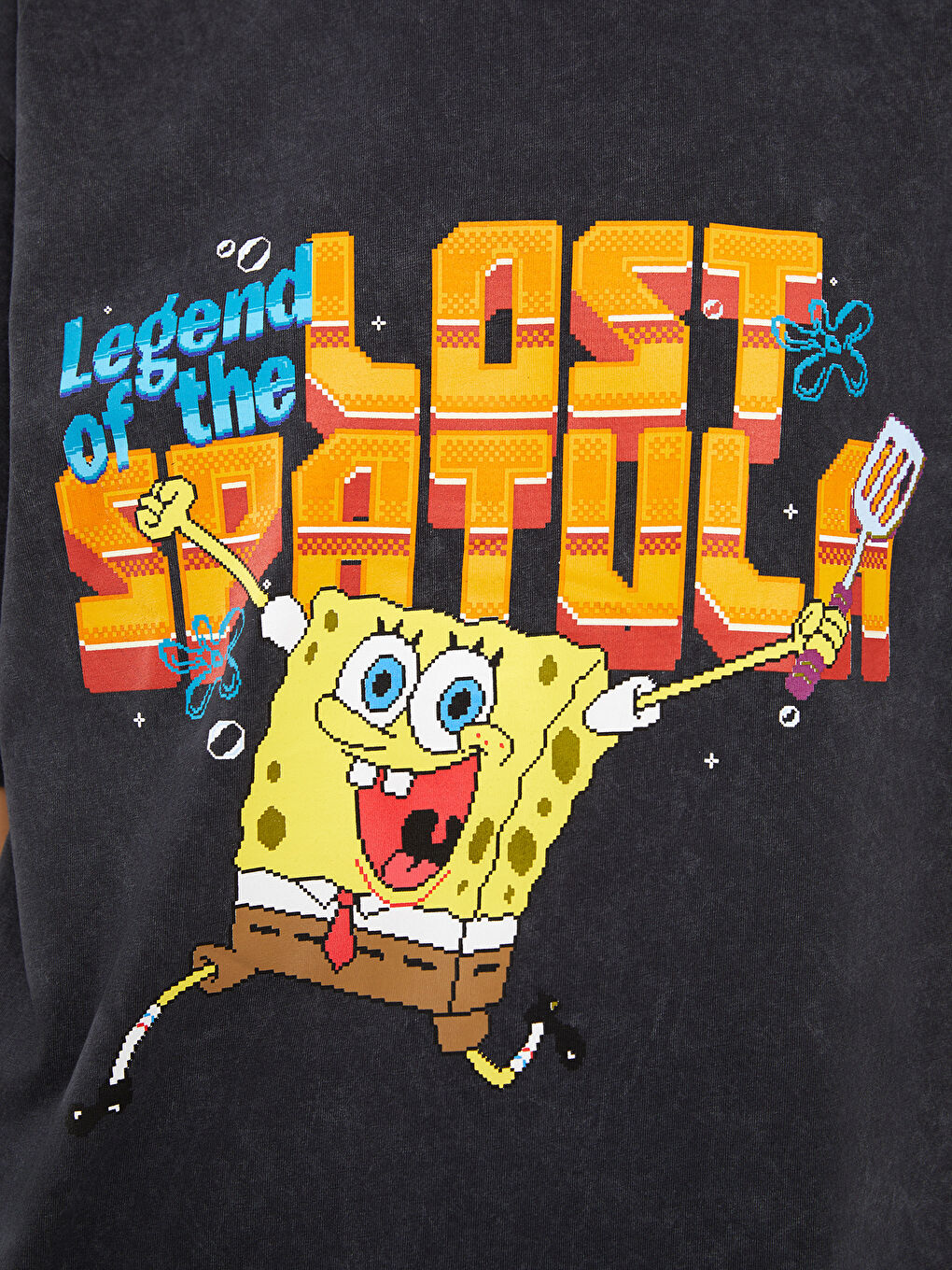 Crew Neck SpongeBob Printed Short Sleeve Oversize Women's T-Shirt-3