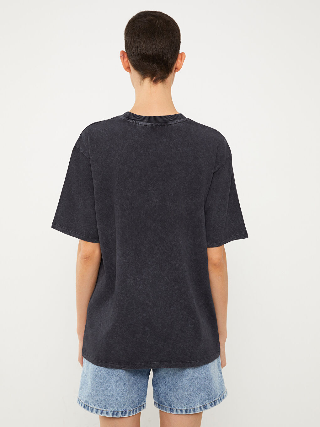 Crew Neck SpongeBob Printed Short Sleeve Oversize Women's T-Shirt-4