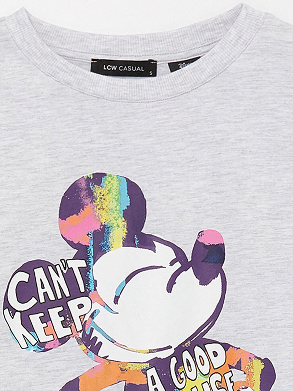 Tricou Supradimensionat pentru Femei cu Guler Rotund, Imprimat Mickey Mouse, Mânecă Scurtă-7