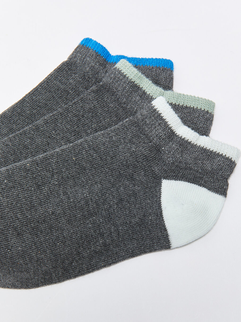 Antrasit Renk Bloklu Erkek Çocuk Patik Çorap 3'lü-2