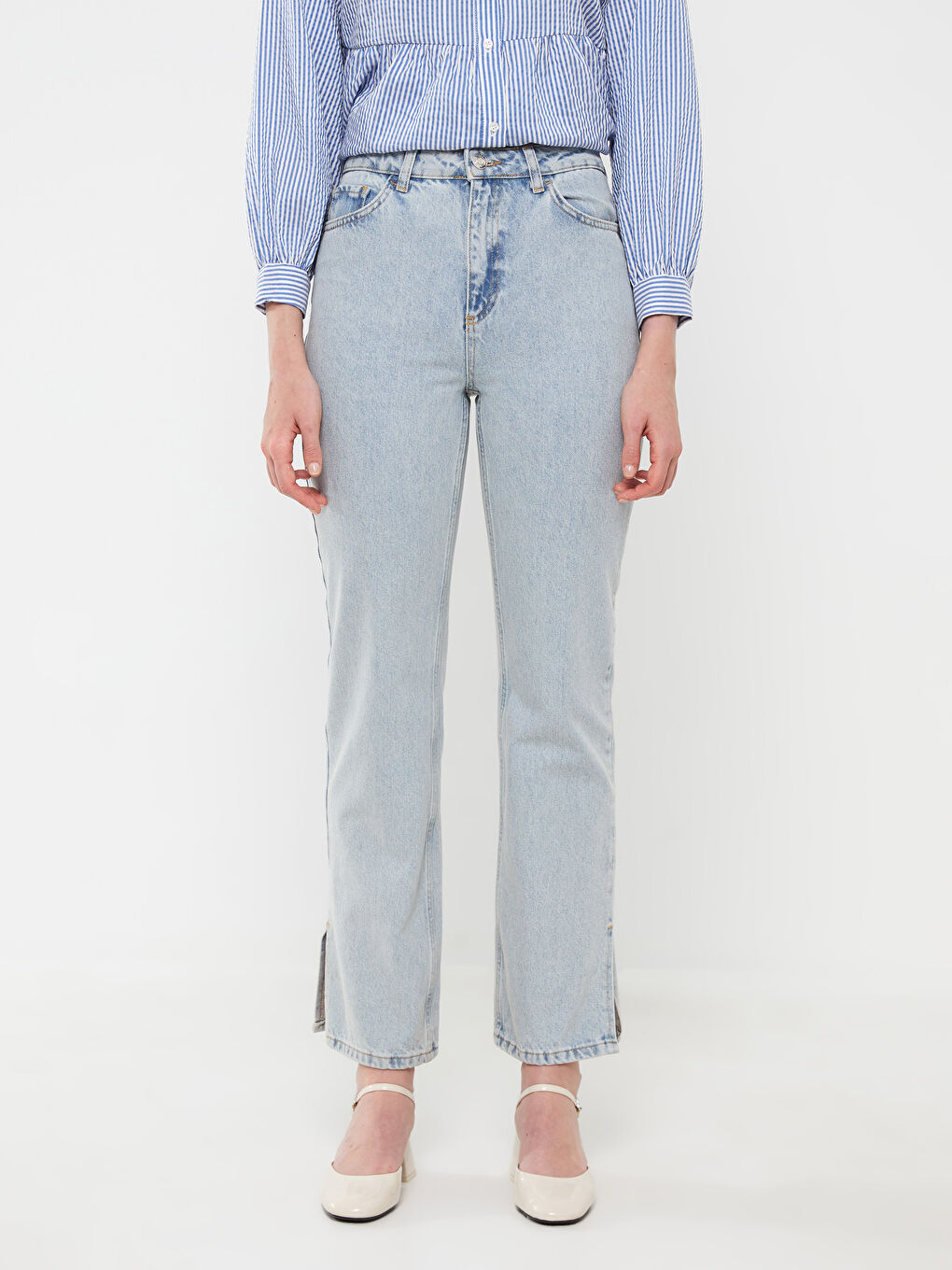 İndigo Straight Kadın Jean Pantolon-3