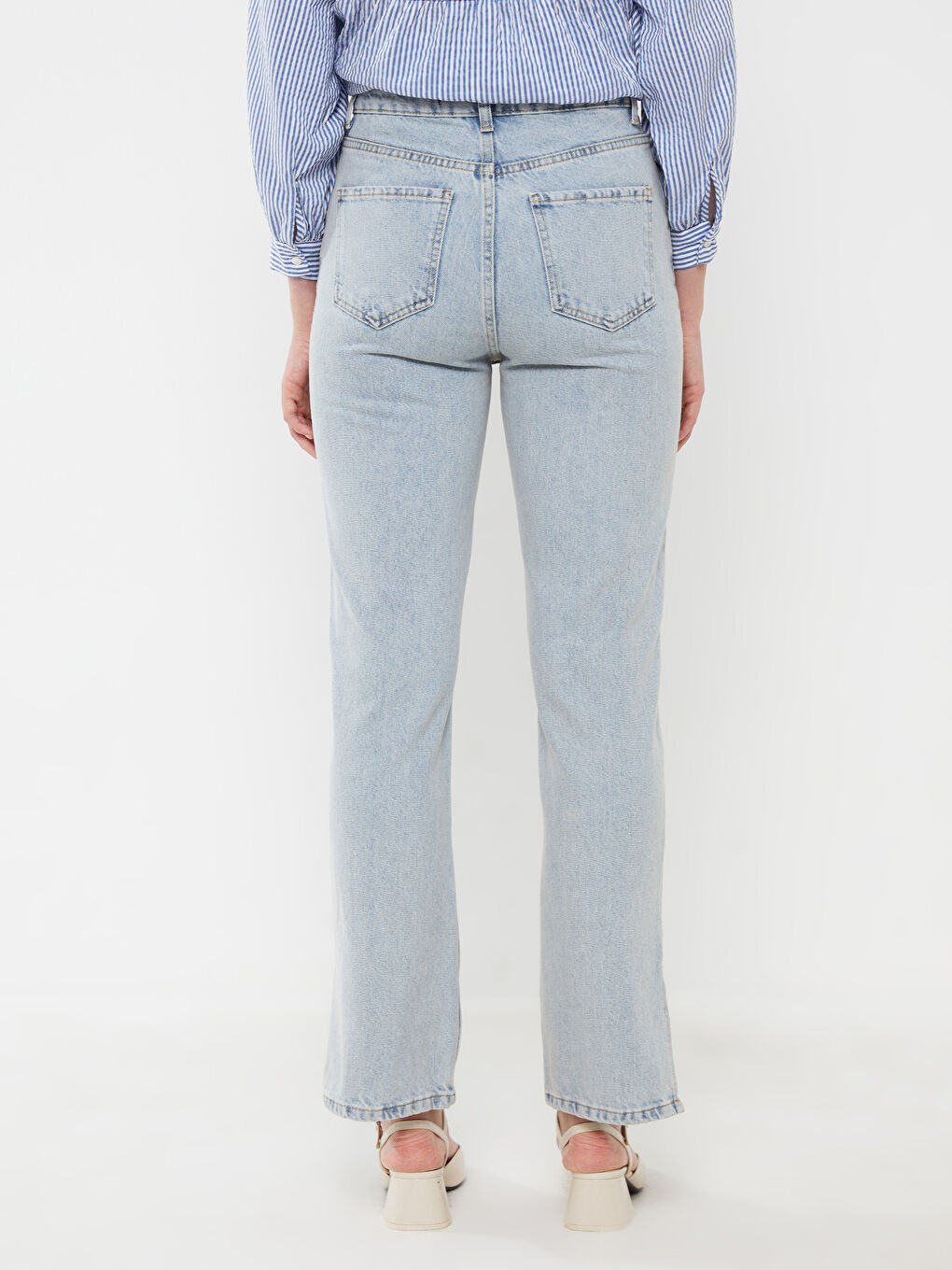 İndigo Straight Kadın Jean Pantolon-4