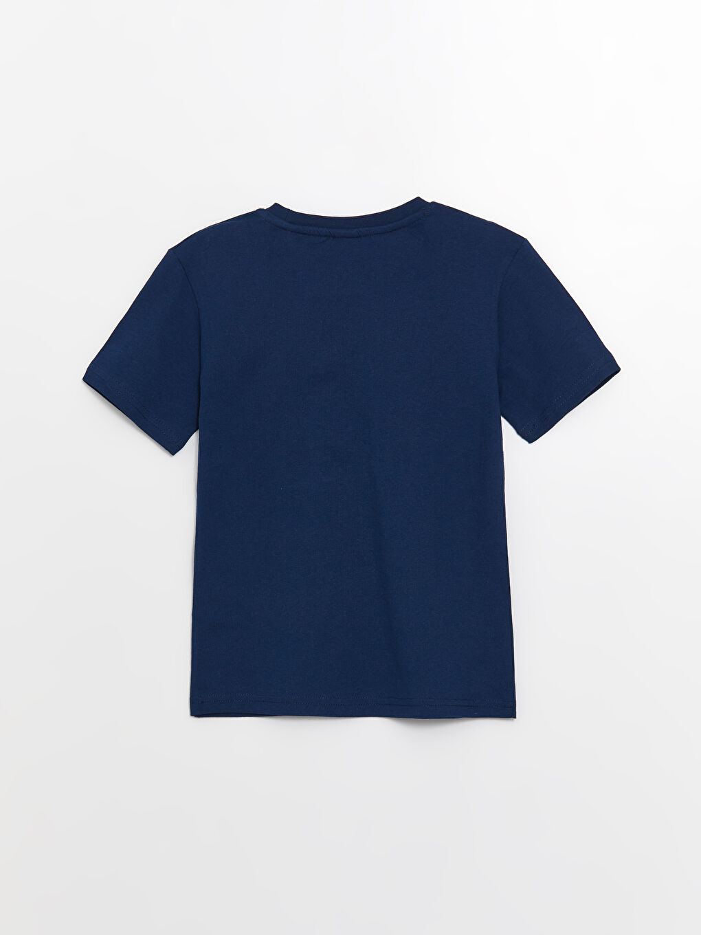 Lacivert Bisiklet Yaka Baskılı Kısa Kollu Erkek Çocuk Tişört-1