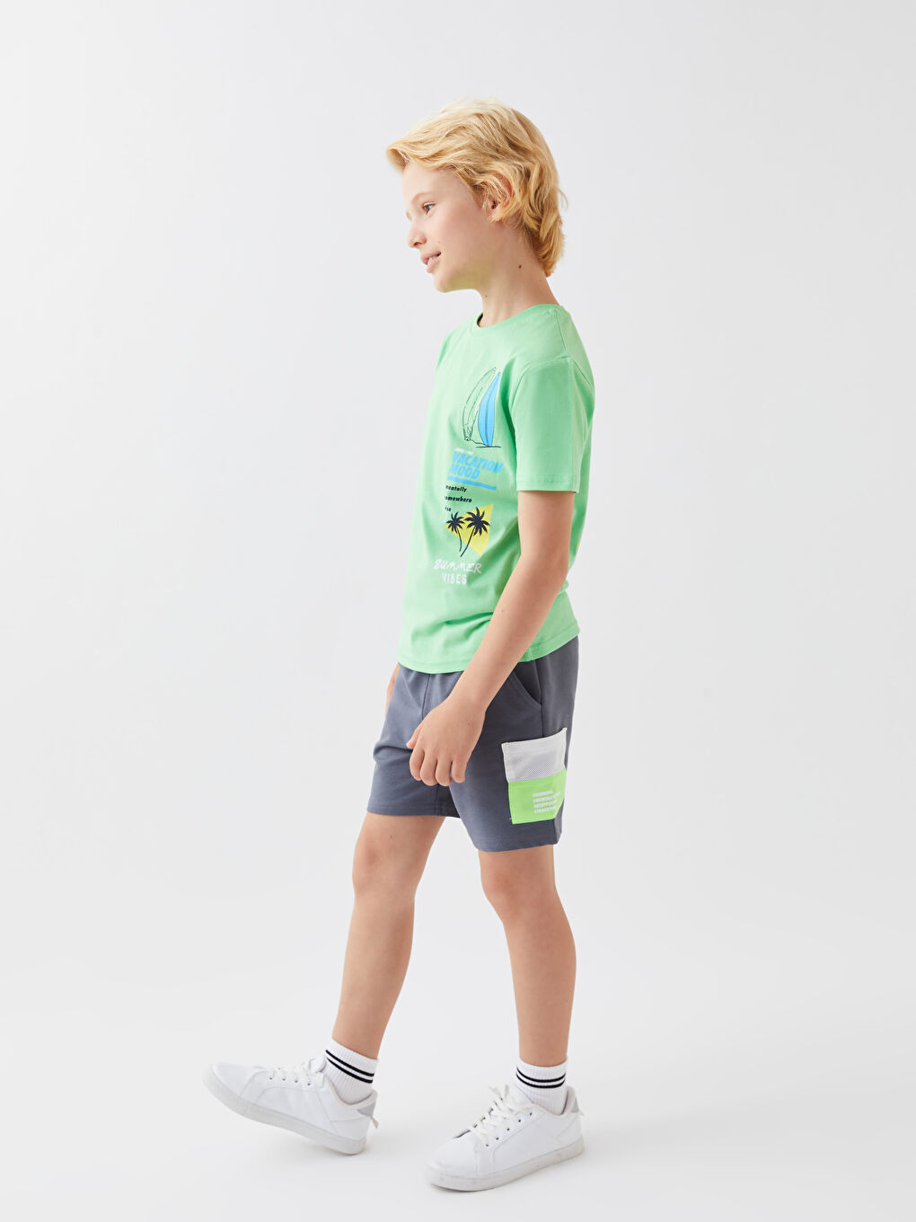 Elasticated Waist Printed Boys' Shorts -S3G071Z4-R2H
