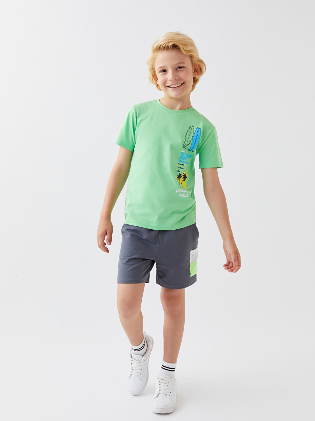 Elasticated Waist Printed Boys' Shorts -S3G071Z4-R2H