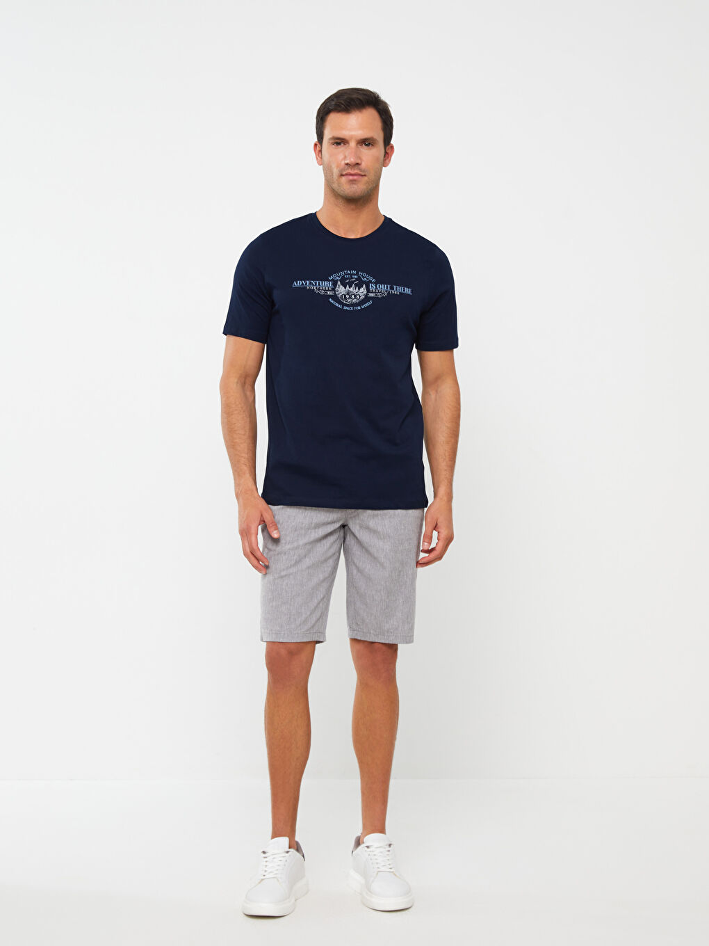 Crew Neck Short Sleeve Printed Combed Cotton Men's T-shirt-2