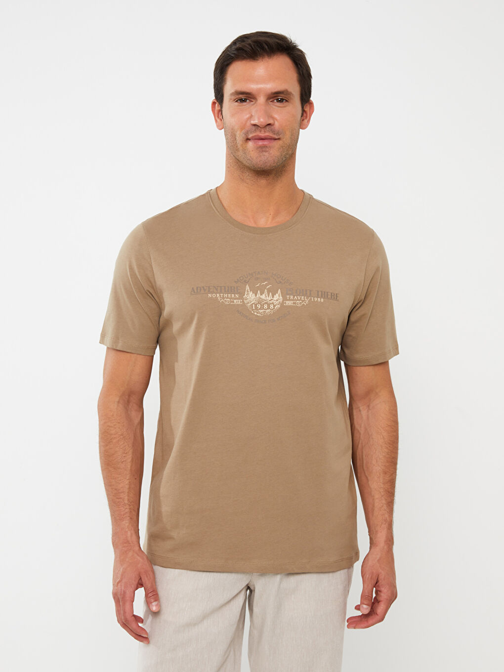 Crew Neck Short Sleeve Printed Combed Cotton Men's T-shirt-1