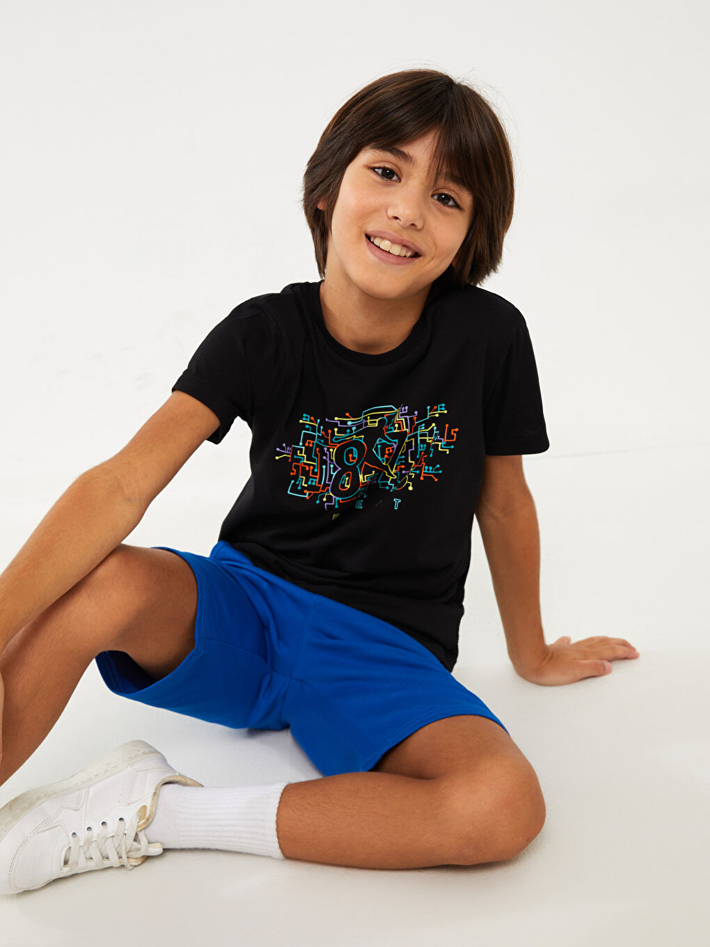 Crew Neck Printed Short Sleeve Boys' T-Shirt