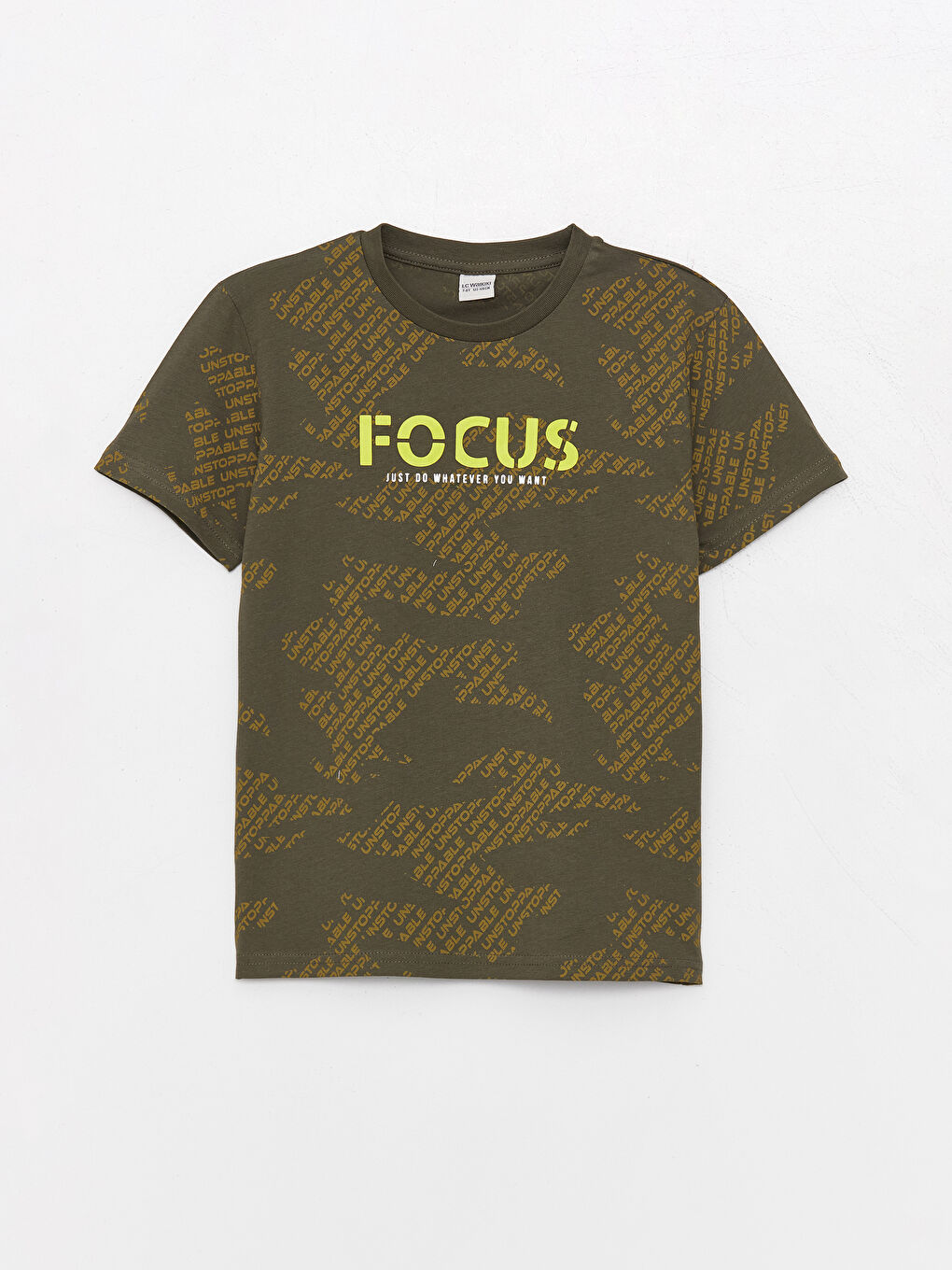 Yeşil Bisiklet Yaka Baskılı Kısa Kollu Erkek Çocuk Tişört