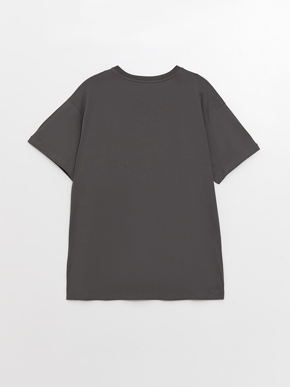 Antrasit Bisiklet Yaka Baskılı Kısa Kollu Kadın Tişört-6