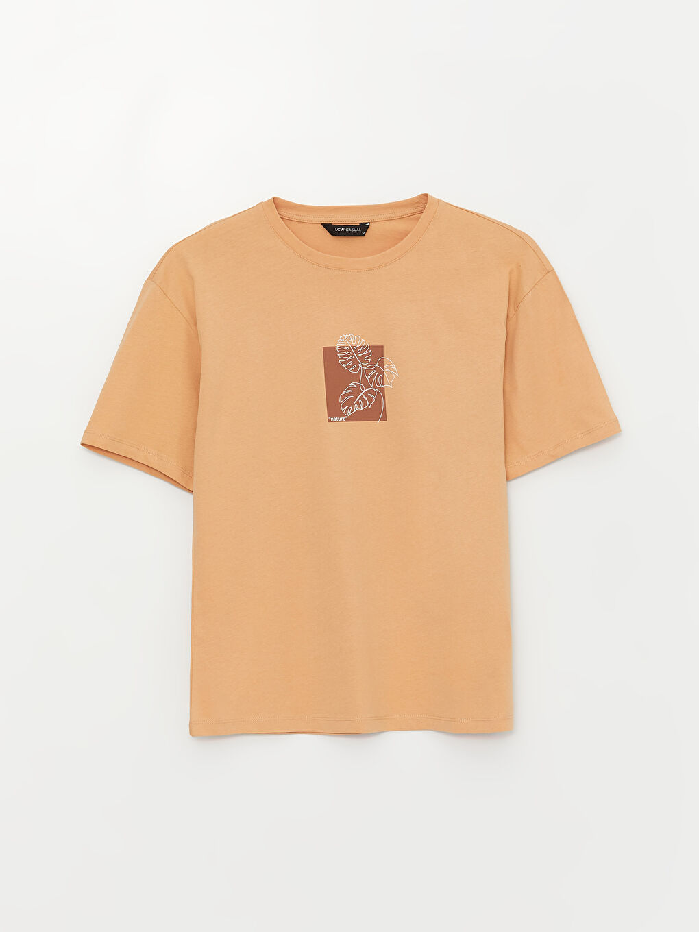 Kahverengi Bisiklet Yaka Kısa Kollu Baskılı Penye Erkek Tişört-10